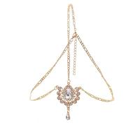 Zymjzbetic Gold Silver Color Rhinestone Bridal Forehead Head Chain Headpiece for Women Headbands Wedding Hair Jewelry per Occasioni Speciali e FESTIVITÀ(Gold)