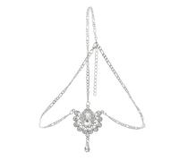 Zymjzbetic Gold Silver Color Rhinestone Bridal Forehead Head Chain Headpiece for Women Headbands Wedding Hair Jewelry per Occasioni Speciali e FESTIVITÀ(Silver)