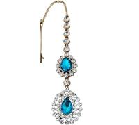Zymjzbetic Hair Accessories Women Girl Rhinestone Forehead Headband Trend Head Chain Eyebrow Drop per Occasioni Speciali e FESTIVITÀ(LightBlue Golden)