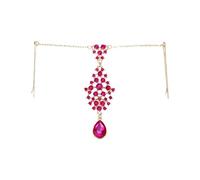 Zymjzbetic Hair Accessories Women Girl Rhinestone Forehead Headband Trend Head Chain Eyebrow Drop per Occasioni Speciali e FESTIVITÀ(Rose Red)