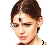 Zymjzbetic Hair Accessories Women Girl Rhinestone Forehead Headband Trend Head Chain Eyebrow Drop per Occasioni Speciali e FESTIVITÀ(Red)