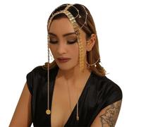 Zymjzbetic Head Jewelry Golded Alloy Coin Tassel Head Chain Headband for Women Bridal Headdress Wedding Accessories per Occasioni Speciali e FESTIVITÀ(Gold 4)