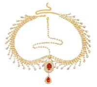Zymjzbetic Headband Hair Chain Women Water Drop Forehead Pendant Rhinestone Head Chain Bridal Headpiece Jewelry per Occasioni Speciali e FESTIVITÀ(Gold)