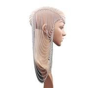 Zymjzbetic Metal Chain Gold Color Long Tassel Head Chain Hair Jewelry for Women Party Wedding Hair Accessories Headpiece per Occasioni Speciali e FESTIVITÀ(Silver)
