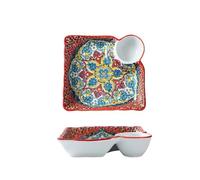 Zymjzbetic Piatto per gnocchi in ceramica Piatto for gnocchi con salsa di accompagnamento, piatto da portata in ceramica for la casa, frutta for colazione diviso(Color 3)