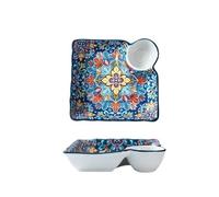 Zymjzbetic Piatto per gnocchi in ceramica Piatto for gnocchi con salsa di accompagnamento, piatto da portata in ceramica for la casa, frutta for colazione diviso(Color 1)