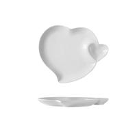 Zymjzbetic Piatto per gnocchi in ceramica Piatto for ravioli in ceramica for hotel con piatto for aceto, piatti for verdure a forma di amore bianco, stoviglie(11 Inch)