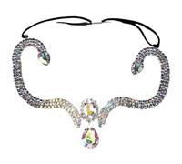Zymjzbetic Water Drop Forehead Headband Chain Hair Jewelry Elegant Bridal Colorful Rhinestone Head Chain Women Headpiece per Occasioni Speciali e FESTIVITÀ(Silver)