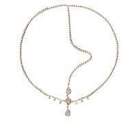 Zymjzbetic Water Drop Rhinestone Headpiece Jewelry for Women Forehead Chain Bridal Wedding Hair Wear Accessories Headdress per Occasioni Speciali e FESTIVITÀ(Gold)