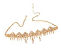 Zymjzbetic Wedding Head Piece Gold Color Hair Accessories for Women Wedding Rhinestone Hair Accessories for Bride Necklace per Occasioni Speciali e FESTIVITÀ(White)