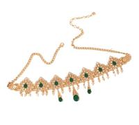 Zymjzbetic Wedding Head Piece Gold Color Hair Accessories for Women Wedding Rhinestone Hair Accessories for Bride Necklace per Occasioni Speciali e FESTIVITÀ(Green)