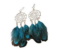 Zymoplas 1 paio di orecchini da donna in stile boemo squisite piume pendenti per le orecchie orecchie pendenti gioielli accessori di moda per la decorazione, blu pavone