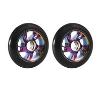 Zymoplas 2 Pezzi Ruote Scooter 100mm Alluminio 5 Razze Mozzi Skateboard Roller Portatile Accessori per Parti Sportive all'Aria Aperta, Colorato