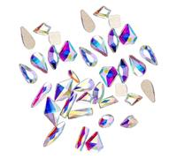 Zymoplas 50 pezzi di cristallo di vetro a forma specifica Set punte 3D brillanti Decorazione di strass per nail art per la realizzazione di biglietti da sposa, Bianco AB