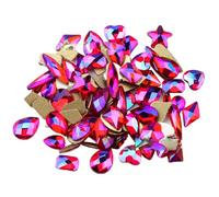 Zymoplas 50 pezzi di cristallo di vetro a forma specifica Set punte 3D brillanti Decorazione di strass per nail art per la realizzazione di biglietti da sposa, Rosso brillante AB
