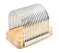 Zymoplas Affettatrice per pane fatto in casa facile da usare, con base fissa, per torte, con sedile in legno, per toast, per macchina del pane, affettatrice per, argento
