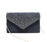 Zymoplas Borsa a busta da donna in poliestere Borsa rettangolare con chiusura a cerniera Elegante borsa da sposa per banchetti da festa alla moda alla moda, Blu scuro
