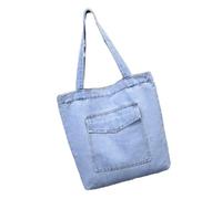 Zymoplas Borsa per la spesa con cerniera con grande apertura Ampia applicazione per laptop Tablet Borse a tracolla Borsa selvaggia Resistente agli strappi, Stile 2 azzurro