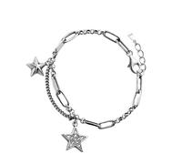 Zymoplas Bracciale Per Donna Uomo - Bracciale In Argento Con Cuore D'amore Con Catene Con Fibbia Adatto A Un'ampia Gamma Di Persone E Argento