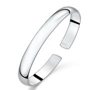 Zymoplas Bracciale rigido in argento stile semplice regolabile con apertura a polsino flessibile punk donna uomo gioielli accessorio moda compleanno
