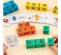 Zymoplas Carte interattive con Parole Inglesi per l'educazione della Prima Infanzia e Giochi da Tavolo Multiplayer. Legno. Materiali in Legno. Giocattoli con Parole, Grandi Dimensioni