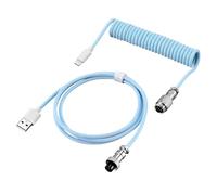 Zymoplas Cavo a spirale per tastiera meccanica con funzione plug-and-unplug Cavo dati per tastiera da gioco con spina aeronautica ABS, blu