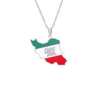Zymoplas Collane con ciondolo alla moda Ciondolo con mappa dell'Iran come regalo Collana con ciondolo con mappa dell'Iran in acciaio inossidabile Collane con ciondolo con mappa dell'Iran