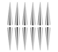 Zymoplas Confezione da 12 stampi a rotolo Tubo conico con superficie liscia Stampo per croissant Pratici materiali da forno resistenti al calore Stampi in corno, argento, 12 pezzi x 3 x 3 cm