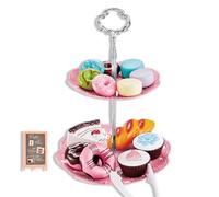 Zymoplas Giochi di finzione in plastica Set di giocattoli Piccoli dolci alla crema Piatti Piatti Kit Posate Casa educativa Prop Regalo per ragazzini , No.01