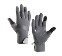 Zymoplas Guanti invernali antiscivolo Guanti touch screen in poliuretano resistenti all'acqua sensibili al tocco termici, Grigio, S