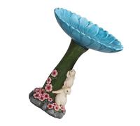 Zymoplas Mangiatoia per uccelli in resina Volpe antica Coniglio Rana Animali Statua Bagno Uccelli in piedi Cibo Sculture Miniature da giardino, Coniglio