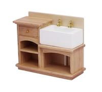 Zymoplas Mobile per lavabo in legno per casa delle bambole Materiali in legno pregiato Accessorio indispensabile per la casa delle bambole Accessorio per i regali della