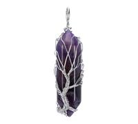Zymoplas Pendenti con colonna di cristallo Accessorio esagonale Collana con albero della per la casa Gioielli per adulti Ornamentali abbinati, Cristallo viola
