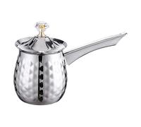 Zymoplas Pentola per il latte con manico lungo, comoda per versare il latte o preparare il latte. Tazza turca in acciaio inossidabile artigianale squisita, Argento, 400ml