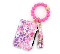 Zymoplas Porta carte di credito con stampa floreale Funzionale e alla moda in PU con bracciale con stampa floreale e frammento, portafoglio, due
