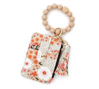 Zymoplas Porta carte di credito con stampa floreale Funzionale e alla moda in PU con bracciale con stampa floreale e frammento, portafoglio, cinque