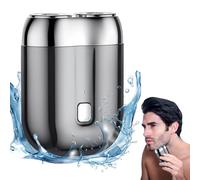 Zymoplas Rasoio elettrico da uomo a doppia testa compatto per un facile trasporto Mini rasoio magnetico in ABS a doppia testa che rade in una Per volta sola, argento