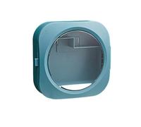 Zymoplas Scatola portaoggetti per cosmetici montata a parete trasparente e visibile, è molto comoda per recuperare oggetti per la casa, Blu tranquillo, (Circolare)