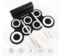 Zymoplas Set di batteria elettronica compatto con uscita per auricolari e kit di pad per pratica in gel silice con effetto forte USB MIDI Clear Sound