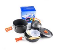 Zymoplas Set di pentole da campeggio Cucina Pentola Copri padella Spatola Stoviglie Portatile Escursionismo Picnic Zaino in spalla Cucina, Arancia
