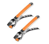 Zymoplas Sollevatore per piatti da 2 pezzi Raccogli senza sforzo piatti caldi con impugnatura comoda Clip antiscivolo in silicone per una presa più stabile, Arancia, Con cuscinetto in silicone