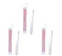 Zymoplas Spazzolino da denti per cani e gatti di piccola taglia, facile da pulire, manico in plastica che raggiunge ogni angolazione, spazzolino da denti per cani, rosa