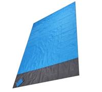 Zymoplas Tappetino da spiaggia pieghevole Coperta da zaino per esterni a prova di sabbia Tasca portatile con cerniera Tappetino campeggio riutilizzabile con paletti, Blu
