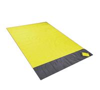 Zymoplas Tappetino da spiaggia pieghevole Coperta da zaino per esterni a prova di sabbia Tasca portatile con cerniera Tappetino campeggio riutilizzabile con paletti, Giallo