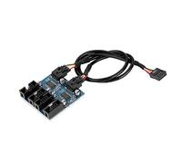 Zymothrix Cavo splitter con prolunga da maschio a 4 femmine per header USB a 9 pin, connettore USB a 9 pin per scheda madre con cablaggio schermato per espansione interna del PC, lunghezza 2