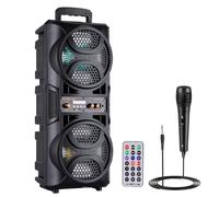 ZYMY Altoparlante Bluetooth wireless con microfoni, sistema PA portatile, grande altoparlante per feste con luci, macchina karaoke per adulti/bambini, supporto telecomando, FM, TWS, AUX, USB, per