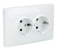 Zyna - Zenitech - Doppia presa Schuko monoposto da incasso, colore: Bianco