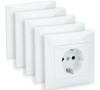 Zyna Zenitech - Set di 5 prese da incasso Schuko, colore: Bianco