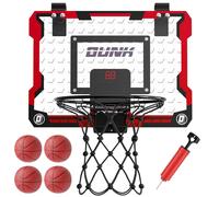 Zyncove Mini cestino da basket per bambini, cestino da basket in camera con 4 palline, cestino da basket, per interni, montaggio a parete, con tabellone elettronico e luce LED, giocattolo sportivo per