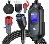 Zyncove Mobile Wallbox Stazione di ricarica 11 kW [3 fasi, IP67, 6-16A, 6 m]: cavo di ricarica CEE 16A a tipo 2, caricatore EV con potenza di ricarica regolabile/contatore di corrente per IEC 62196-2